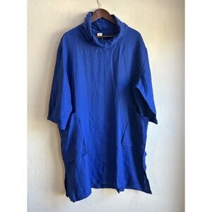 Lintico Linen Cowl Neck Oversized Tunic Top Eleanor XXL Royal Blue NWT Lagenlook